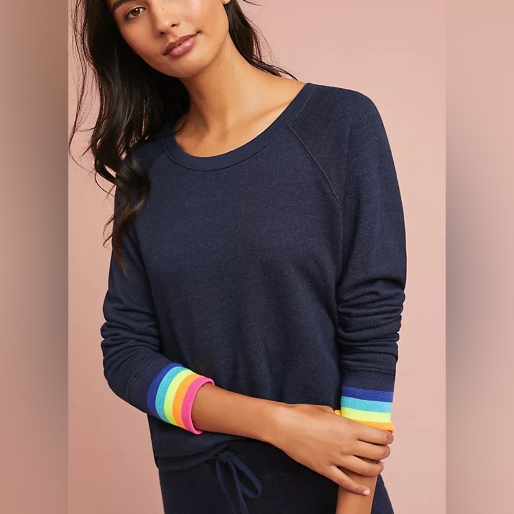 Sundry Set Neon Rainbow Band Crew Neck Set - small
